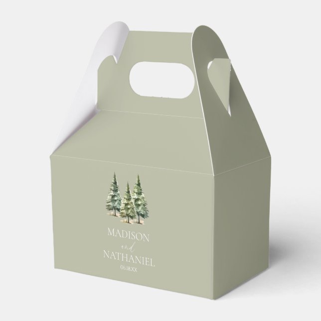 Hochzeit des Minimalistischen Winterschneewaldes Geschenkschachtel (Vorderseite)