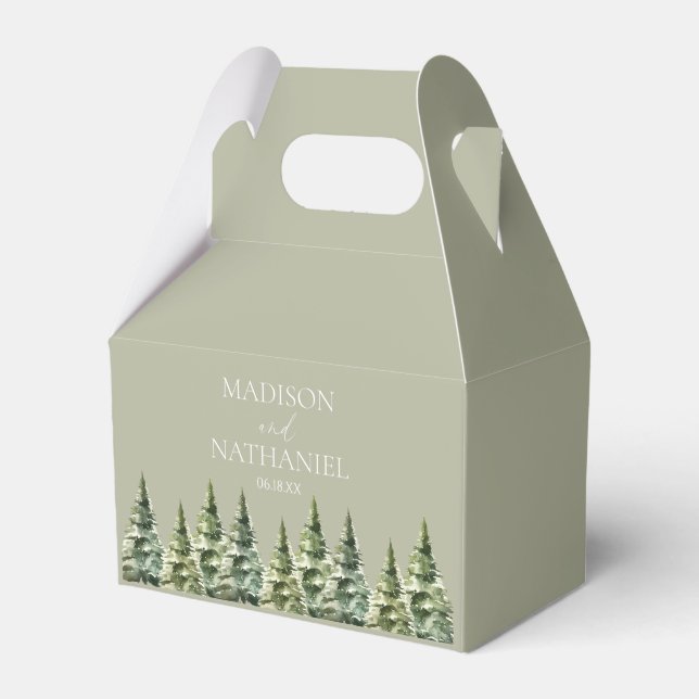 Hochzeit des Minimalistischen Winterschneewaldes Geschenkschachtel (Vorderseite)