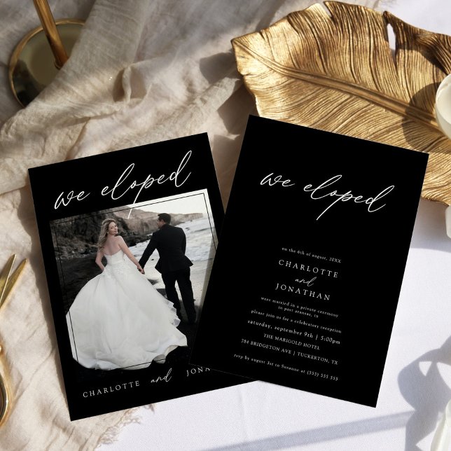 Hochzeit des modernen Schwarz-Weiß-Fotos Einladung (Von Creator hochgeladen)