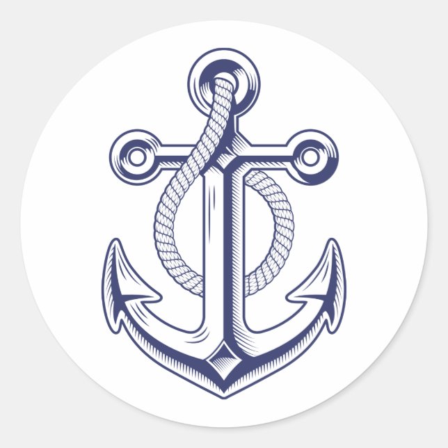 Hochzeit des Nautic Navy Blue Boat Ocean Anchor Runder Aufkleber (Vorderseite)