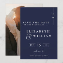 Hochzeit des Navy Blue Modern Monogram Foto