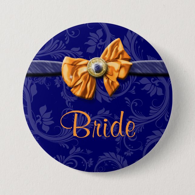 Hochzeit des navy-orange-Brautparty Button (Vorderseite)
