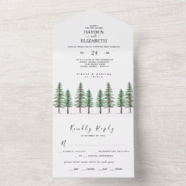 Hochzeit des Pinienwaldes im Wasser All In One Einladung