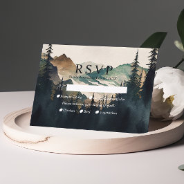 Hochzeit des Pinienwaldes im Wasserfarbengebirge - RSVP Karte