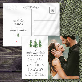 Hochzeit des Pinienwalds im Wasserfarbenwald rette Ankündigungspostkarte