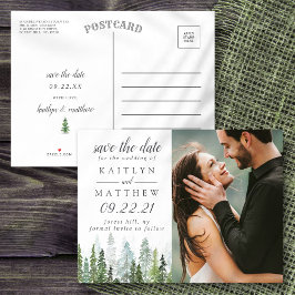 Hochzeit des Pinienwalds im Wasserfarbenwald rette Ankündigungspostkarte