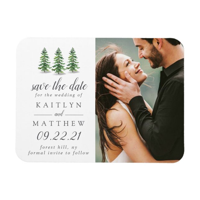 Hochzeit des Pinienwalds im Wasserfarbenwald rette Magnet (Horizontal)