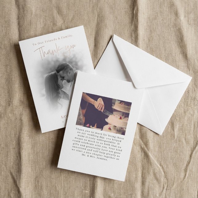 Hochzeit des romanischen Fotos Dankeskarte (Romanic photo gradient wedding thank you card.)