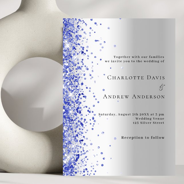 Hochzeit des Silberblauen Glitzer Einladung (Von Creator hochgeladen)