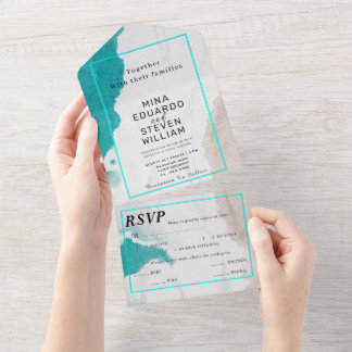 Hochzeit des tropischen Aquarells All In One Einladung