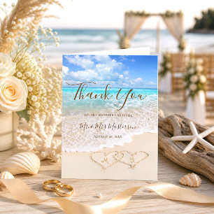 Hochzeit des tropischen Blue Ocean Waves Beach Dankeskarte
