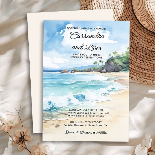 Hochzeit des tropischen Sommers mit Wasserfarbe Einladung (Watercolor Wedding Invitation from the Summer Beach Wedding Collection by Darling & May)