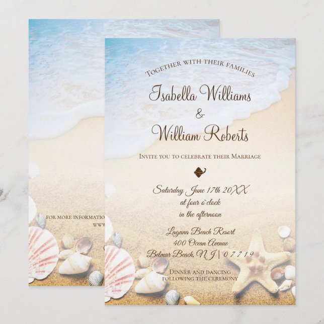 Hochzeit des tropischen Strandes Einladung (Vorne/Hinten)