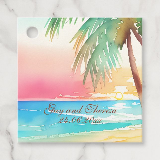Hochzeit des tropischen Strandes Geschenkanhänger (Vorderseite)
