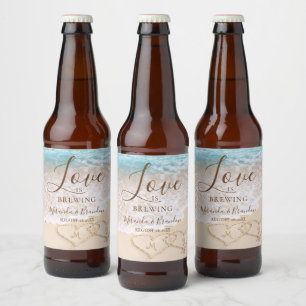 Hochzeit des tropischen Strandes mit blauem Ozean Bierflaschenetikett