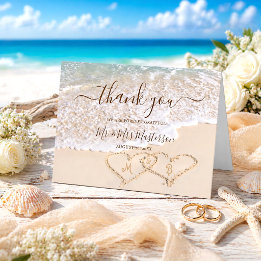 Hochzeit des tropischen Strandes mit blauem Ozean Dankeskarte