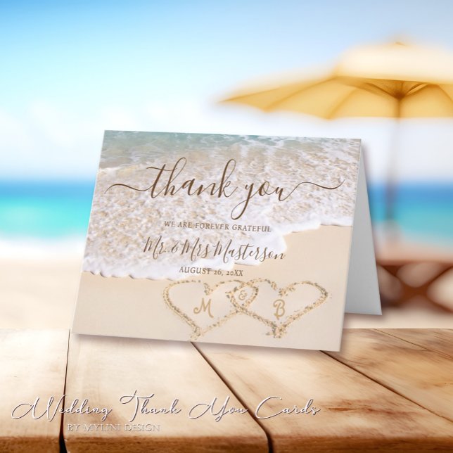 Hochzeit des tropischen Strandes mit blauem Ozean Dankeskarte (Von Creator hochgeladen)