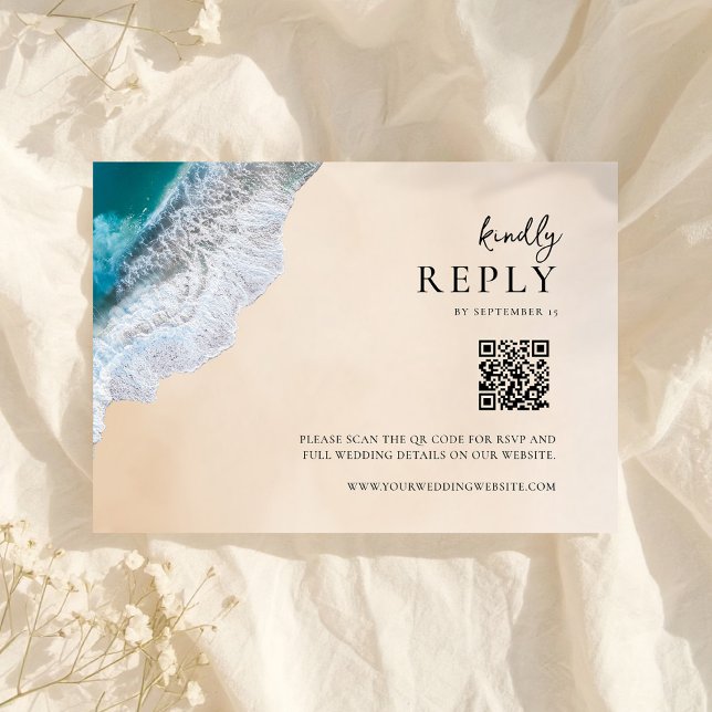 Hochzeit des tropischen Strandes mit blauem Ozean RSVP Karte (Von Creator hochgeladen)