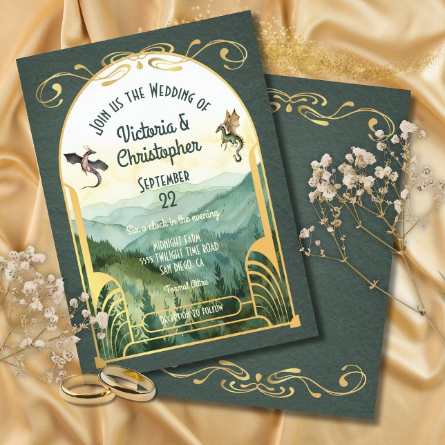 Hochzeit des verzauberten Jugendstil-Drachen Einladung (Von Creator hochgeladen)