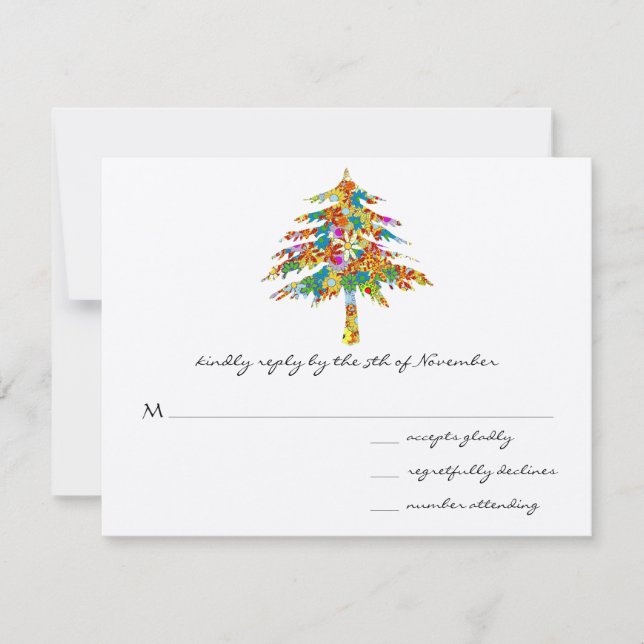 Hochzeit des verzauberten Pinienwaldes RSVP Karte (Vorderseite)