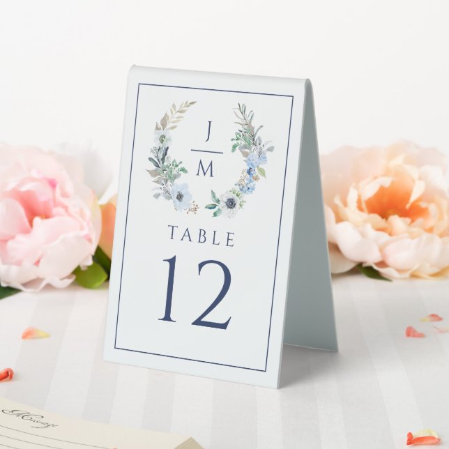 Hochzeit des Watercolor Floral Anemone Wreath Mono Tischaufsteller (In Situ (Hochzeit))