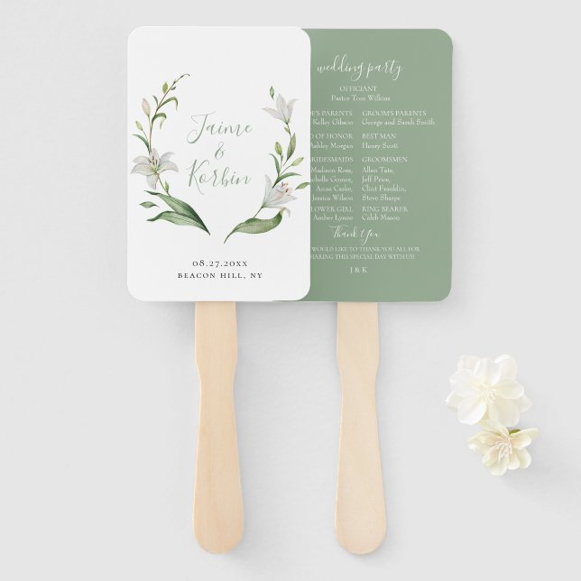Hochzeit des weißen Botanischen Blumenkreides Fächer (Vorne und Hinten)