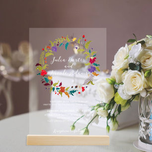 Hochzeit des Wildgartens Rose Woods Exotic Flower Acryleinladungen