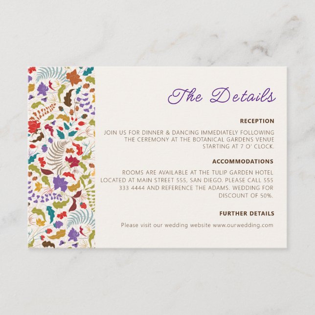Hochzeit des Wildgartens Rose Woods Exotic Flower  Begleitkarte (Vorderseite)