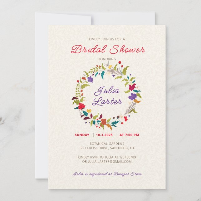 Hochzeit des Wildgartens Rose Woods Exotic Flower  Einladung (Vorderseite)