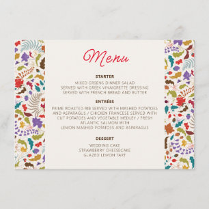 Hochzeit des Wildgartens Rose Woods Exotic Flower Menükarte