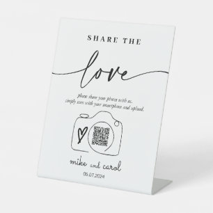 Hochzeit die Liebe teilen Foto Sharing QR Code Sockelschild