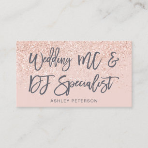 Hochzeit dj Rose Gold Glitzer grau Rosa Visitenkarte