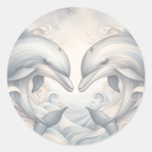 Hochzeit Dolphin Theme Runder Aufkleber