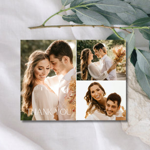 Hochzeit Drei-Fotos-Collage Dankeschön Postkarte