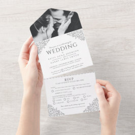 Hochzeit dunkelgraue Blätter Foto UAWG All In One Einladung