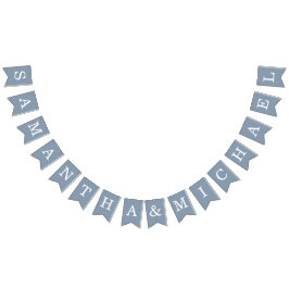Hochzeit Dusty Blue Bride & Groom Names Simple Wimpelkette
