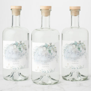 Hochzeit Dusty Blue Over Over Moon in Liebe Alkoholflaschenetikett