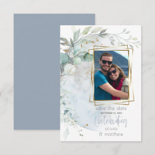 Hochzeit   Dusty Blue Over Over Moon in Liebe Einladung