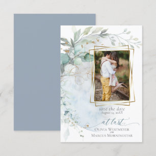 Hochzeit   Dusty Blue Over Over Moon in Liebe Einladung