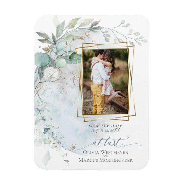 Hochzeit | Dusty Blue Over Over Moon in Liebe Magnet (Vertikal)