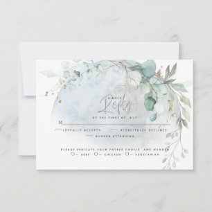 Hochzeit   Dusty Blue Over Over Moon in Liebe RSVP Karte