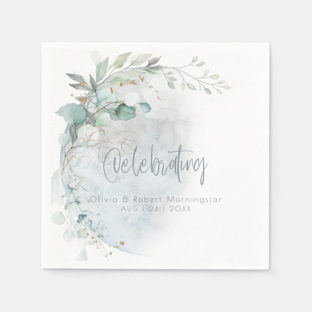 Hochzeit | Dusty Blue Over Over Moon in Liebe Serviette (Vorderseite)
