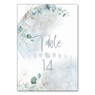 Hochzeit   Dusty Blue Over Over Moon in Liebe Tischnummer
