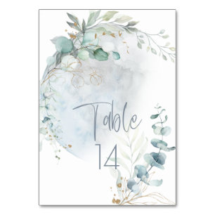 Hochzeit   Dusty Blue Over Over Moon in Liebe Tischnummer