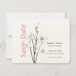 Hochzeit Ehe Kalligrafie Blumen Schwarz Weiß Save The Date