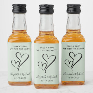 Hochzeit einen Schuss, den wir dem Knoten beißen Alkoholflaschenetikett