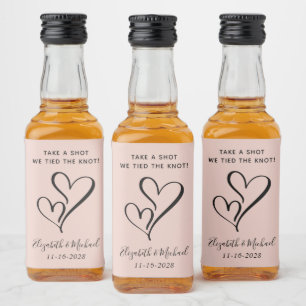 Hochzeit einen Schuss, den wir dem Knoten Blush Pi Alkoholflaschenetikett