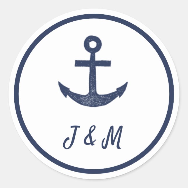 Hochzeit eines Navy Anchor Nautical Theme Runder Aufkleber (Vorderseite)