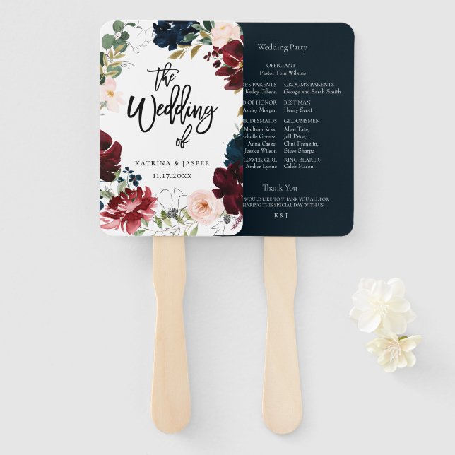 Hochzeit eines schweren Burgundy Fall Floral Wreat Fächer (Vorne und Hinten)