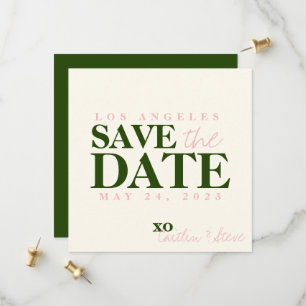 Hochzeit einfach und modern grün und rosa save the date